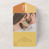 シンプルエレガント書モノグラ結婚ム オールインワン招待状 (外側)