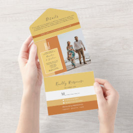 シンプルエレガント書モノグラ結婚ム オールインワン招待状