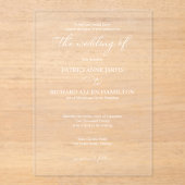 シンプルエレガント書結婚の アクリル招待状 (正面)