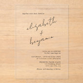 シンプルエレガント書結婚文字 アクリル招待状 (正面)