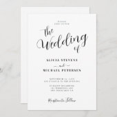 シンプルエレガント書結婚文字 招待状 (正面/裏面)