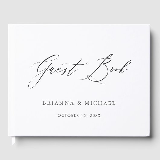 シンプルエレガント書道ブラック&ホワイト結婚ズ ゲストブック (正面)