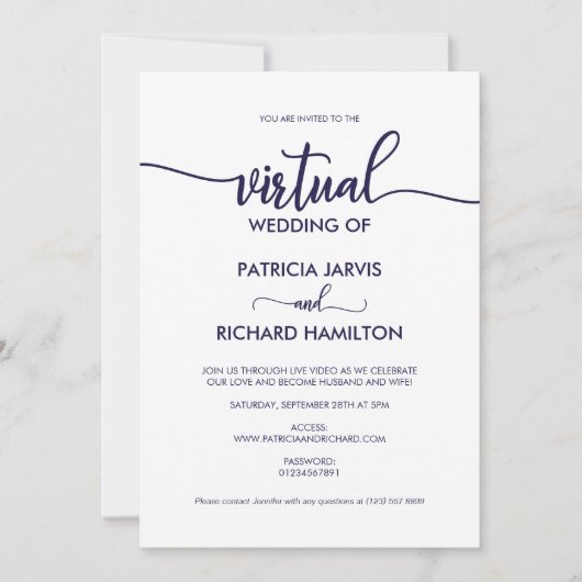 シンプルエレガント書Virtual結婚の 招待状 (正面)
