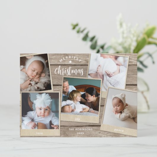 シンプルエレガント木数々の写真コラージュ シーズンカード (スタンド正面)