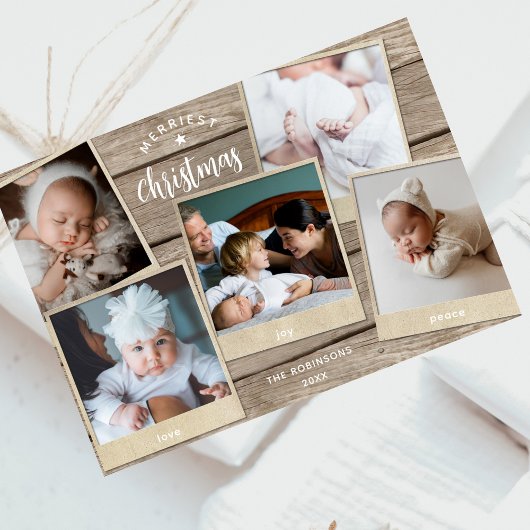 シンプルエレガント木数々の写真コラージュ シーズンカード