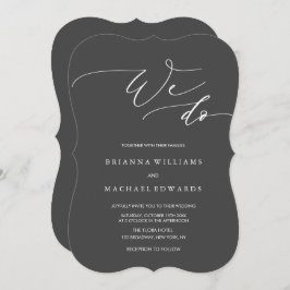 シンプルエレガント木炭の書道結婚 招待状