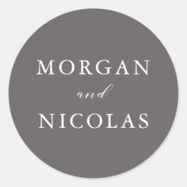 シンプルエレガント木炭グレー新郎新婦 ラウンドシール