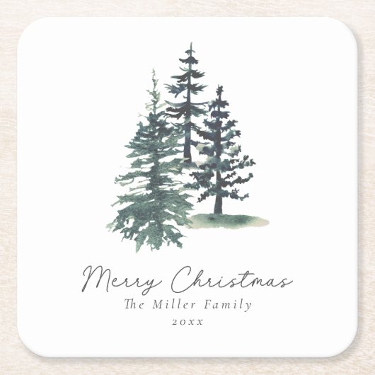 シンプルエレガント木 | 松 スクエアペーパーコースター (正面)