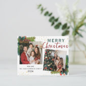 シンプルエレガント松の木2 photo Christmas family シーズンポストカード (スタンド正面)