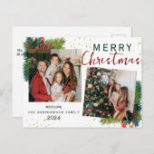 シンプルエレガント松の木2 photo Christmas family シーズンポストカード (正面/裏面)