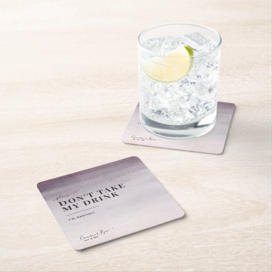 シンプルエレガント梅グラデーション水彩踊結婚り スクエアペーパーコースター (インサイチュ)