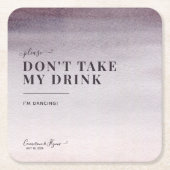 シンプルエレガント梅グラデーション水彩踊結婚り スクエアペーパーコースター (正面)