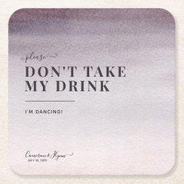 シンプルエレガント梅グラデーション水彩踊結婚り スクエアペーパーコースター