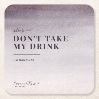 シンプルエレガント梅グラデーション水彩踊結婚り スクエアペーパーコースター