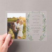 シンプルエレガント植物写真結婚水平 アクリル招待状 (インサイチュ (ポータブル))