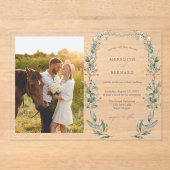 シンプルエレガント植物写真結婚水平 アクリル招待状 (正面)