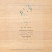 シンプルエレガント植物単線結婚体 アクリル招待状 (正面)