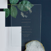 シンプルエレガント植物単線結婚体 アクリル招待状