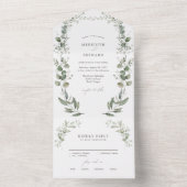 シンプルエレガント植物学結婚薬 オールインワン招待状 (内側)