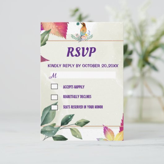 シンプルエレガント植物学 出欠カード (スタンド正面)