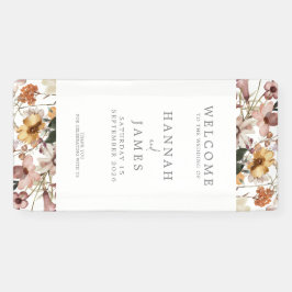 シンプルエレガント植物性フローラ結婚の歓迎 横断幕