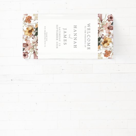 シンプルエレガント植物性フローラ結婚の歓迎 横断幕 (インサイチュ)