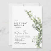 シンプルエレガント植物緑の誕生日ディナー 招待状 (正面)