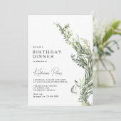 シンプルエレガント植物緑の誕生日ディナー 招待状 (スタンド正面)