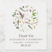 シンプルエレガント植物野結婚花 ワインラベル (シングルラベル)