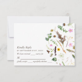 シンプルエレガント植物野結婚花 出欠カード