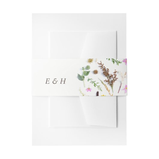 シンプルエレガント植物野結婚花 招待状ベリーバンド (正面例)