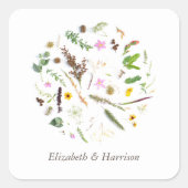 シンプルエレガント植物野花結婚式の引き出物 スクエアシール (正面)