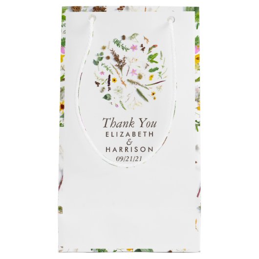 シンプルエレガント植物野花結婚式の引き出物 スモールペーパーバッグ (正面)