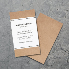 シンプルエレガント段ボール(印刷)白ストライプ 名刺