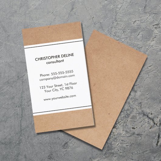 シンプルエレガント段ボール(印刷)白ストライプ 名刺