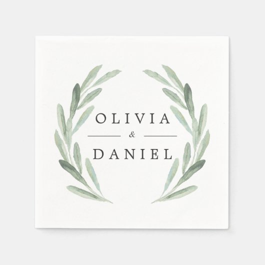 シンプルエレガント水の色のリース結婚緑 スタンダードカクテルナプキン (正面)