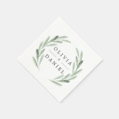 シンプルエレガント水の色のリース結婚緑 スタンダードカクテルナプキン (角)