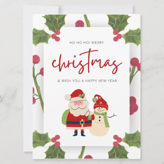 シンプルエレガント水の色メリークリスマス シーズンカード (正面)