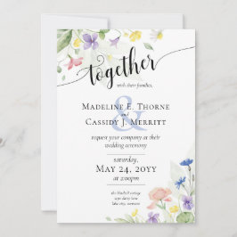 シンプルエレガント水の色ワイルドフラワーボホ結婚の 招待状