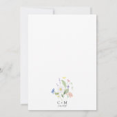 シンプルエレガント水の色ワイルドフラワーボホ結婚の 招待状 (裏面)