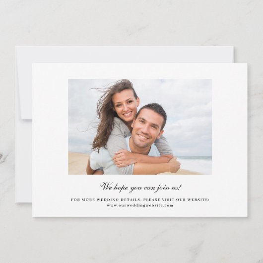 シンプルエレガント水の色葉の | 2枚の写真 セーブザデート (裏面)