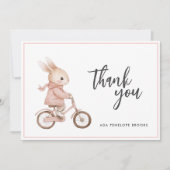 シンプルエレガント水カラーバニーベビーガール サンキューカード (正面)