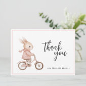 シンプルエレガント水カラーバニーベビーガール サンキューカード (スタンド正面)