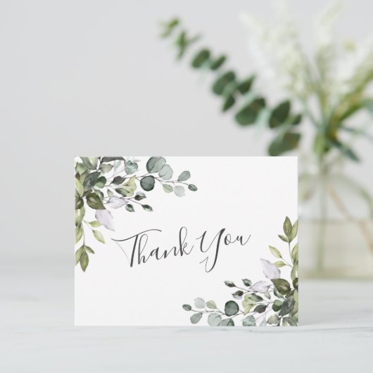 シンプルエレガント水カラーユーカリありがとう ポストカード (スタンド正面)