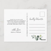 シンプルエレガント水カラーユーカリありがとう ポストカード (裏面)