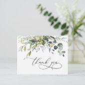 シンプルエレガント水カラーユーカリありがとう ポストカード (スタンド正面)