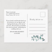 シンプルエレガント水カラーユーカリありがとう ポストカード (裏面)