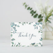 シンプルエレガント水カラーユーカリありがとう ポストカード (スタンド正面)