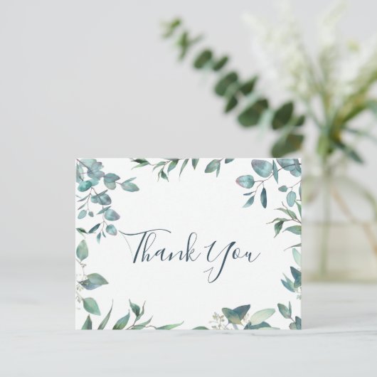 シンプルエレガント水カラーユーカリありがとう ポストカード (スタンド正面)