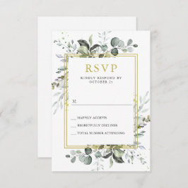 シンプルエレガント水カラーユーカリ結婚ス 出欠カード